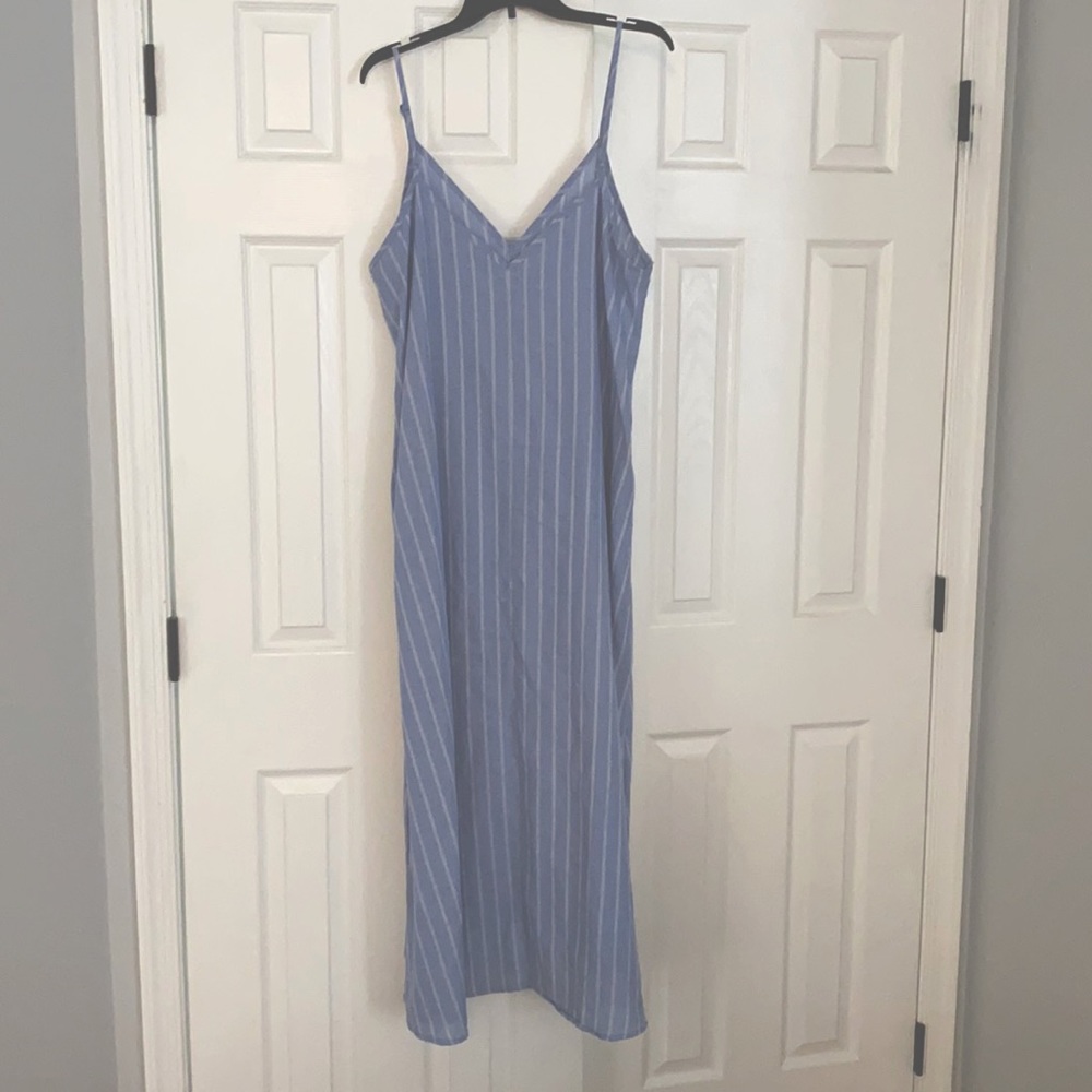 Long pin stripe maxi with pockets
